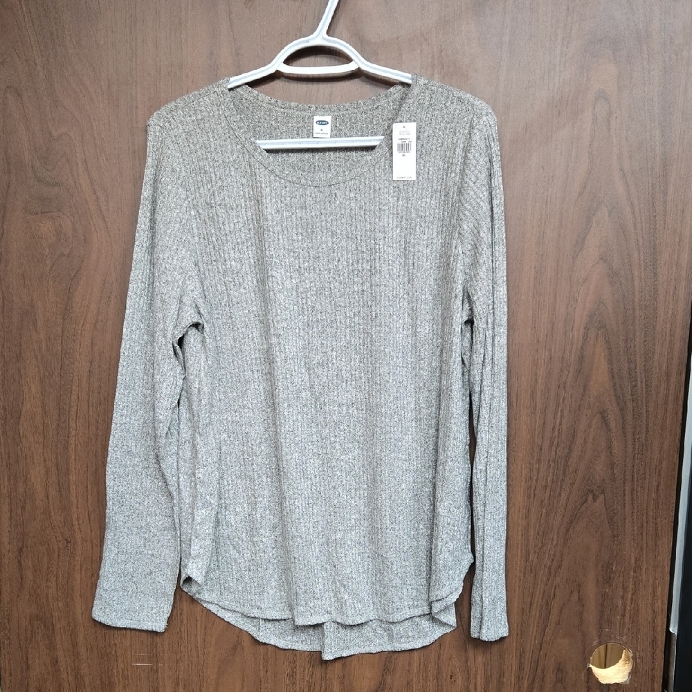 Old Navy Size XL Heathered Grey Scoop Neck Longsleeve Top